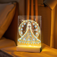 Lampe de Chevet LED 5D en Diamant pour Broderie Acrylique, Kit Mosaïque Lumineuse pour Décoration Intérieure, Lampe de Bureau USB en Gros