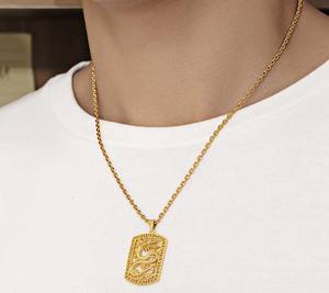 Dubai gioielli di <span class=keywords><strong>moda</strong></span> fabbrica diretta 18k 24k placcatura in oro catena da <span class=keywords><strong>uomo</strong></span> in rame portafortuna Dragon Daily Wear collana pendente - Product Image 5