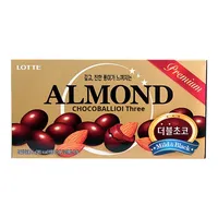 Chocolat au lait Lotte importé de Corée, fèves d'amande 46g, délicieusement sucré, bonbons solides aux noix, en-cas fourrés aux amandes