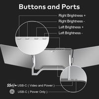 Monitores Portátiles de 14 Pulgadas 1200P, 1 Cable para 2 Pantallas LCD con Puerto Tipo-C, Extensor de Pantalla para Windows y MacOS