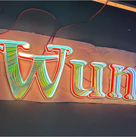 Letrero de Espejo Infinito 3D con Letras Cian, Luz LED de Pared con Efecto de Túnel Profundo para Sala de Juegos, Bar y Decoración Moderna del Hogar