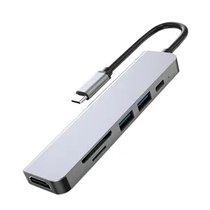 Usb3.0 tipo C 4K 60HZ PD 60W multi Puerto Hub adaptador puerto de carga 6 en 1 hub USB para teléfono móvil