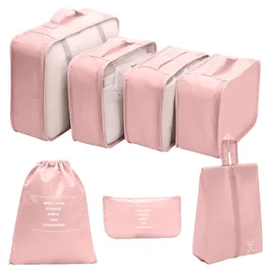 Customizzato 7 set di materiale Oxford cubetti di imballaggio bagagli da viaggio organizer borse di stoccaggio per il guardaroba bagno e soggiorno