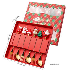 Sáng Tạo Giáng sinh phong cách thép không gỉ thiết lập dao kéo kim loại búp bê món tráng miệng Muỗng & ngã ba cho quà tặng và lễ kỷ niệm - Product Image 6