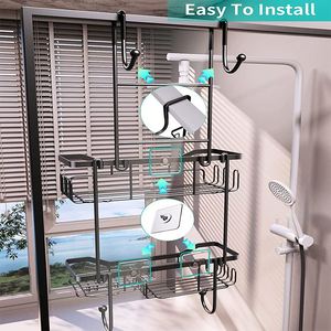 Over the Door Hanging <b>Bathroom</b> Shower Caddy Cabinet Organizer Black 2 Packs <b>Bathroom</b> <b>Corner</b> Shower Shelf Caddy - Product Image 3