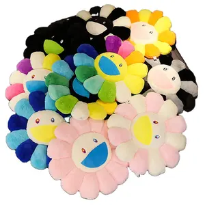 Hot New Design 10 Style Cute Cuddly Fluffy Soft Rainbow Colorful Flower Plush Pillow Plant Petal Cushion for Car Decoration