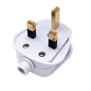 BS Certificate PC + Brass 250VAC UK 3 Pin Power Plug