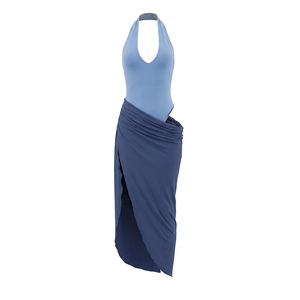 Viviblook D26DS176 Vestido de Verano para Mujer, Nuevo, Color Sólido, Casual, con Bloques de Color, Halter, Abertura Lateral, Maxi, para Fiesta de Noche - Product Image 6