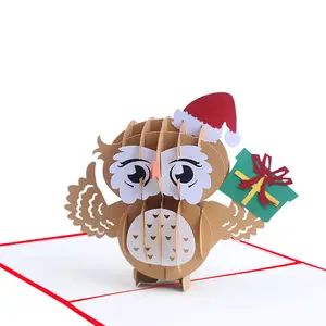 Animal Card New Style Lovely Owl 3d Pop Up Graduation Greeting Cards Paper Folding 3d Invitation Cards