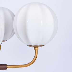 Mid-Century <b>Modern</b> Chandelier 6 8 12-<b>Light</b> White Glass Ball <b>Ceiling</b> <b>Light</b> with Walnut Wood & Gold Brass Finish Retro Pendant - Product Image 6