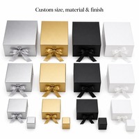 Boîte cadeau de luxe en argent, pliable, fermeture magnétique, logo personnalisé, boîte en carton rigide pour l'emballage de produits de marque