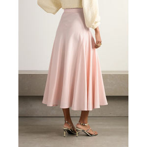 Jupe Midi Longue Élégante Tendance pour Femme, Taille Haute en Satin Doux et Lisse, Idéale pour le Bureau en Été - Product Image 1