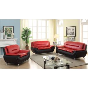 Ensemble de <span class=keywords><strong>canapé</strong></span> modulaire en similicuir moderne noir rouge vieilli pour le salon - Product Image 1