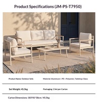 Ensemble de canapé et table basse d'extérieur en aluminium au design nordique, coussins imperméables et résistants à la rouille, adaptés aux patios et aux balcons