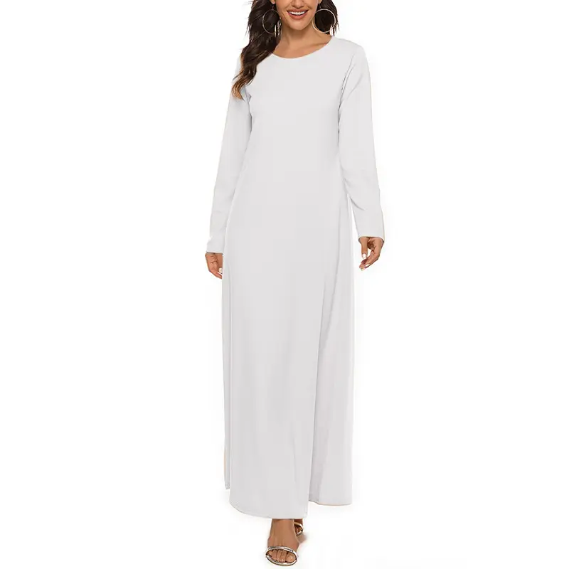 Luxus mode Abaya Dubai Muslim Kleider Frauen Islamischer Großhandel Reine Farbe Langarm Luxus Abaya Dubai Muslim Kleider