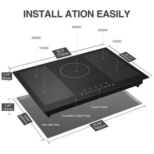 Table de cuisson à induction portable OEM, double brûleur gaz-électrique 2000W, contrôlée par application solaire, panneau tactile, alimentation par batterie, acier inoxydable - Product Image 5