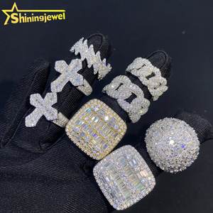 パスダイヤモンドテスターアイスアウトジュエリー男性ダイヤモンドリングヒップホップVVS Moissaniteカスタム925シルバーキューバリング - Product Image 1