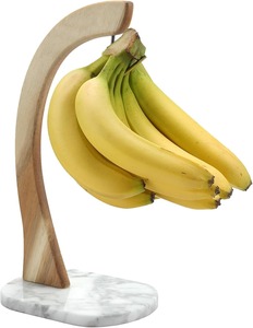 Support à bananes incurvé en bois avec base en marbre, support de rangement minimaliste pour fruits de cuisine, base en bois - Product Image 6