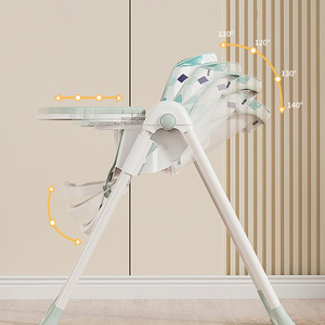 Chaise haute pour bébé, hauteur réglable, pliable, base pivotante en forme de L, caractéristiques de sécurité durables, adaptée à la salle à manger à domicile pour les enfants - Product Image 4