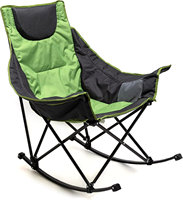 Fauteuil à bascule surdimensionné rembourré pour le camping avec poche latérale pour le camping en plein air et la terrasse