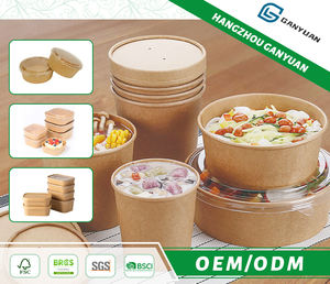 Pot à granola en papier jetable tasse à soupe à dessert conteneur alimentaire kraft à <span class=keywords><strong>emporter</strong></span> bol en papier à soupe chaude avec couvercle logo imprimé personnalisé - Product Image 6