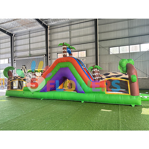 Neues Design Zoo-Thema Zebra Aufblasbarer Hindernisparcours mit Rutsche Großer Wald Aufblasbarer Themenpark-Spiele für Kinder und Erwachsene - Product Image 5