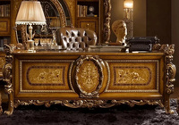 Royal Baroque Boss Table Antique Luxe Unique Executive Desk Gravure Mobilier de bureau personnalisé