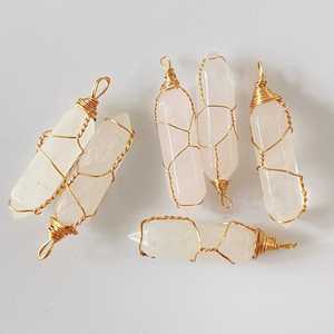 Natural Crystal Pendant Hexagonal Pointed Wire Wrapped Gemstone Quartz Pendant with <b>Tree</b> Life Wire Wrapped Pendant - Product Image 1