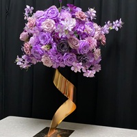 Décorations de table pour mariage RHD, boules de fleurs artificielles décoratives, boules de fleurs en soie rose violette