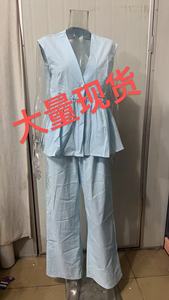 2026新款女式两件套夏季V领无袖背心上衣高腰阔腿裤宽松休闲 - Product Image 4