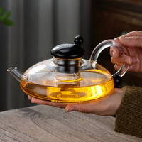 Théière marocaine en borosilicate transparent moderne poignée colorée souris résistante à la chaleur cruche à café de qualité alimentaire filtre bouilloires