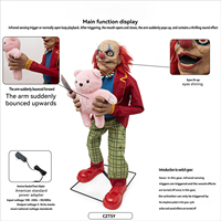 Décoration d'Halloween transfrontalière : Grande poupée clown électrique à capteur sonore, à brancher, pour maison hantée et fête d'horreur