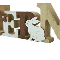 Nouveauté transfrontalière : Décorations de Pâques avec lettres anglaises, motifs lapin et fleurs, décorations rustiques créatives pour la maison, ornements de table