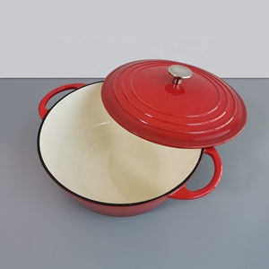 Ustensiles de cuisine <span class=keywords><strong>en</strong></span> émail rouge antiadhésif Casserole Casserole Couvert <span class=keywords><strong>en</strong></span> <span class=keywords><strong>fonte</strong></span> Four hollandais 6 pintes - Product Image 3