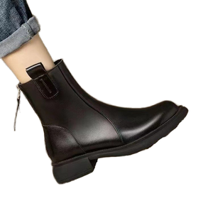 Fashion Waterproof Rubber Sole Comfort Short Ankle <b>Boots</b> for Women with Zipper Closure Thick Heel Winter - Product Image 3