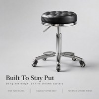Tabouret de bar capitonné réglable avec levage pneumatique, pivotant à 360 degrés, coussin en PU, base en métal chromé, roulettes pour salon