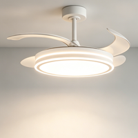 Ventilateur de plafond moderne à pales invisibles avec éclairage LED - Anneau lumineux LED de 42 et 48 pouces, silencieux 30 dB, télécommande, certifié CE