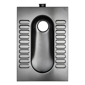 Cuvette <span class=keywords><strong>de</strong></span> <span class=keywords><strong>toilette</strong></span> à la turque sans rebord en acier inoxydable SUS304 noir mat, avec capteur <span class=keywords><strong>de</strong></span> chasse d'eau antidérapant, moderne, pour bars commerciaux, KTV, clubs et toilettes publiques - Product Image 1