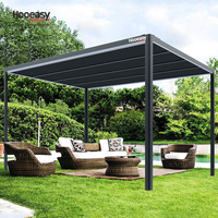Hooeasy Jardin Gazebos Bioclimatique Patio Toit Pavillon Extérieur Persienne Motorisée Pergola Aluminium