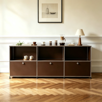 Meuble de rangement minimaliste en métal KD coloré avec cadre en alliage verrouillable, élégant pour salon, hôtel, cuisine, buffet, armoire à tiroirs