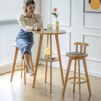 Tabouret de bar pivotant réglable en bois massif moderne, pour bar à domicile et hôtel