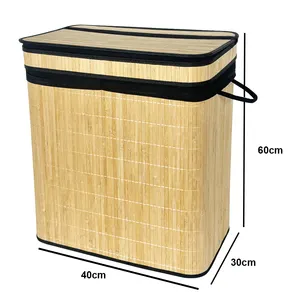 Large Bamboo Woven Dirty Clothes Storage Basket Bathroom Waterproof Eco-friendly Material Laundry Basket With Handle