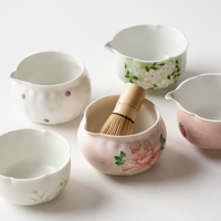 Bol à matcha en porcelaine, série Fleur de fraise, ensemble fouet à matcha, kit de préparation de matcha minimaliste et mignon, cadeau