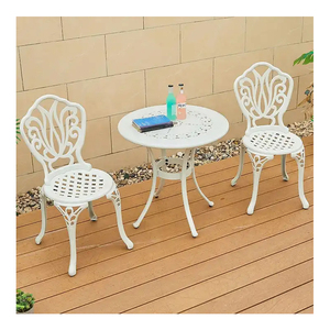 Luxury alluminio Outdoor White <span class=keywords><strong>Garden</strong></span> Set mobili da cortile Casting tavolino da caffè per il tempo libero e sedie a 2 posti - Product Image 6