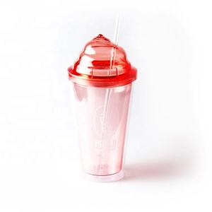 Koi Hot Sale 16oz Plastic Ice Cream Shape Double Wall <b>Cups</b> with <b>Lid</b> <b>and</b> <b>Straw</b> for Party Travel Made In Vietnam - Product Image 2