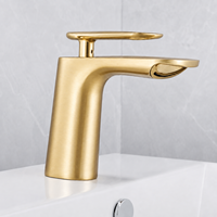 Grifo de lavabo tipo cascada, mezclador de agua fría y caliente, monomando, moderno, de latón, con válvula de cerámica, para baño