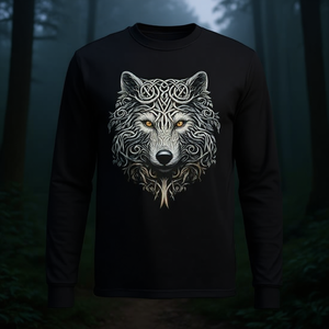 T-shirt à manches longues avec motif Wolf Art Graphic, design Mandala pour les amoureux des animaux - Product Image 3