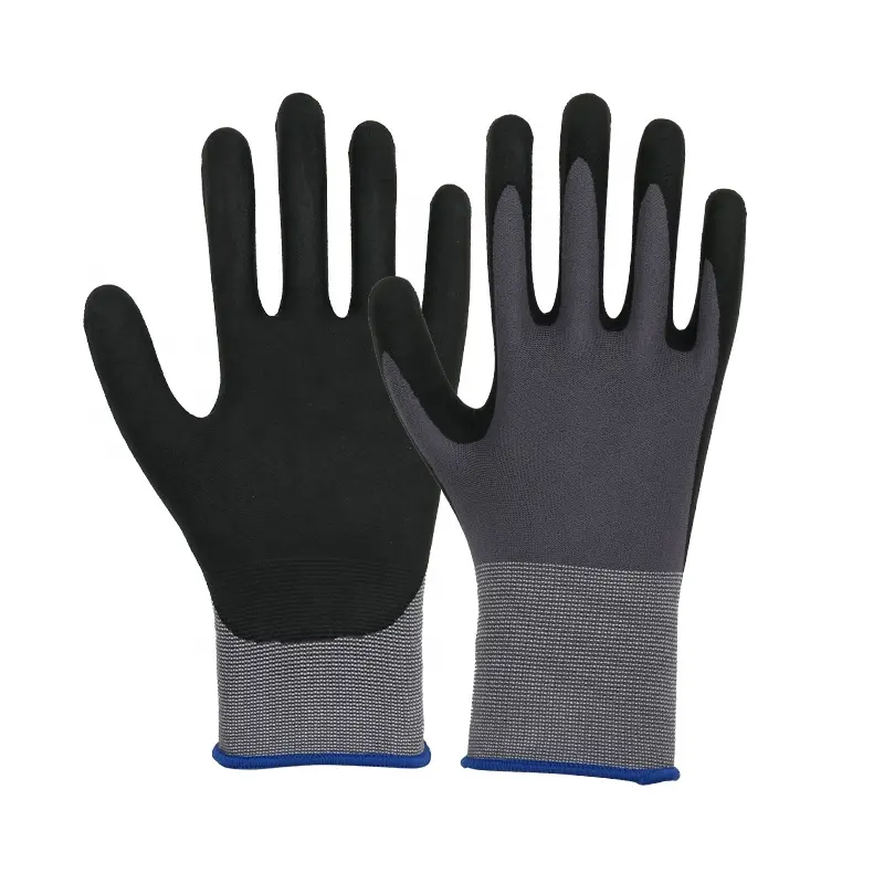 Échantillon gratuit livraison rapide logo personnalisé 15G Nylon polyester spandex doublure Nitrile mousse enduit gants de travail de jardin général