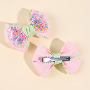 CN ริบบิ้นผ้ากรอสเกรน2ชิ้นโบว์ติดผมสีพาส<span class=keywords><strong>เท</strong></span><span class=keywords><strong>ล</strong></span>โบว์สีทึบพร้อมกลิตเตอร์ค<span class=keywords><strong>ล</strong></span>ิปหนีบ<span class=keywords><strong>ผม</strong></span>เด็กผู้หญิง - Product Image 5