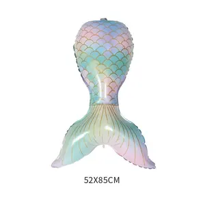 Ocean Themed Birthday Decor Party Sea Life Animal Shape Inflatable Seashell Shell Little Mermaid Tail Foil Balloons with Tail